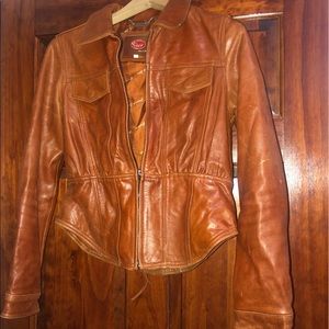 Women biker 100% leather jacket - Size Medium